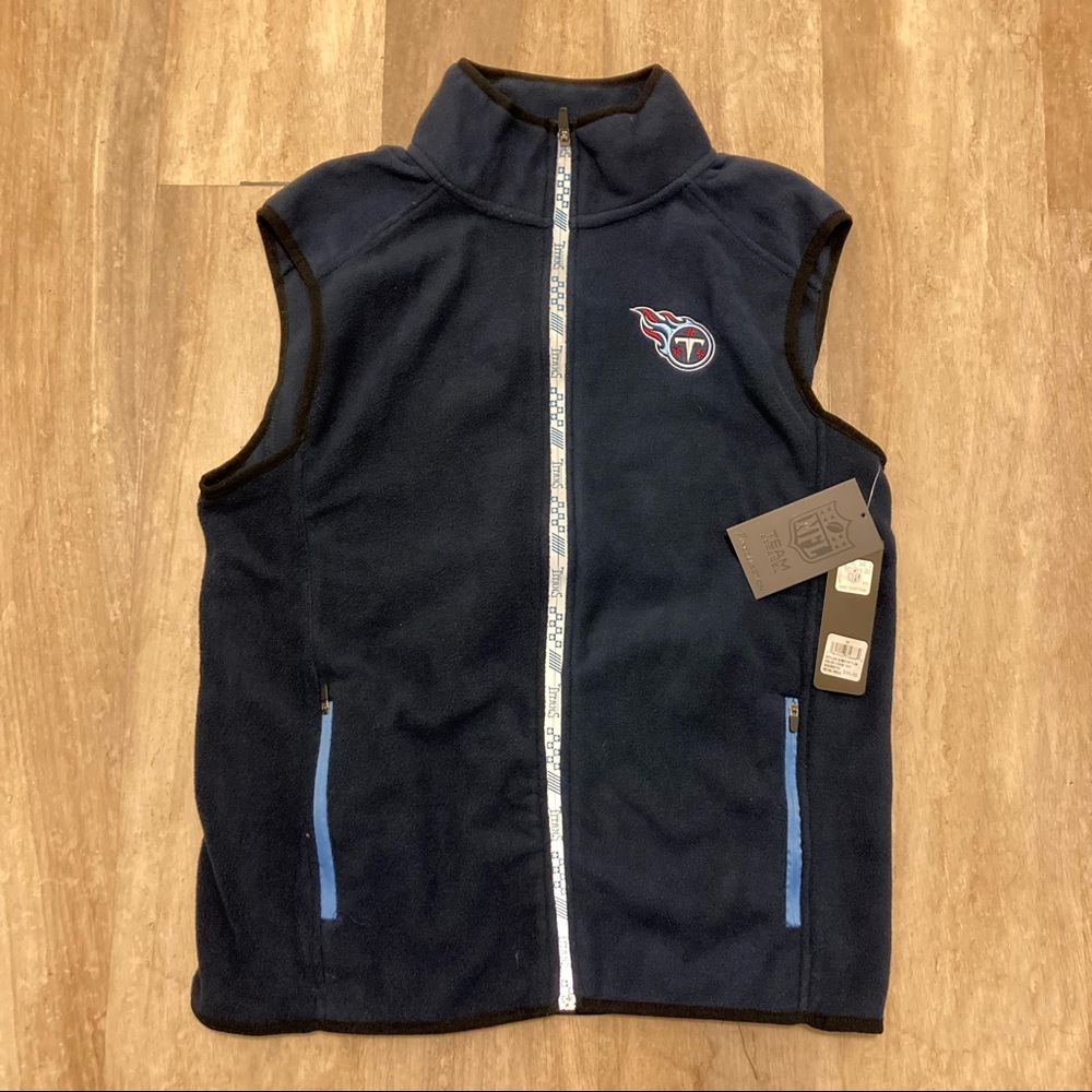 Men’s NFL Football Tennessee Titans Full-Zip Navy Blue Fleece Vest Size Medium